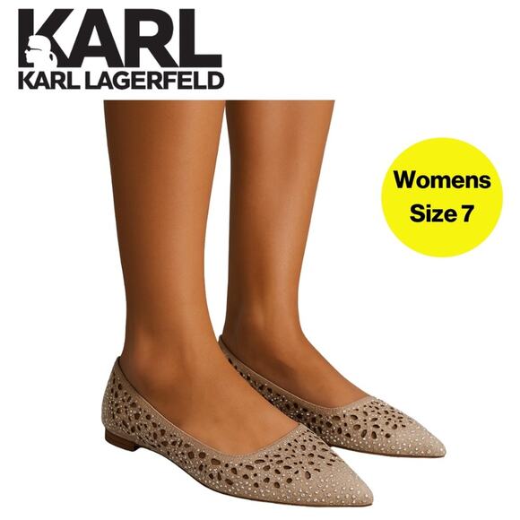 KARL LAGERFELD 😎 Paris: “The Nina” - Diamond Studded Slip-On Flats (Size 7) - Picture 1 of 15